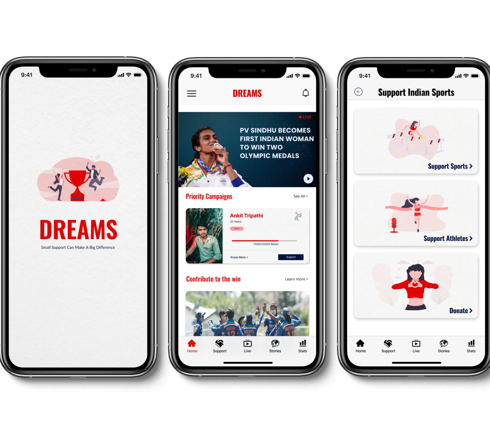 Mobile mockup images of dream 11 case study